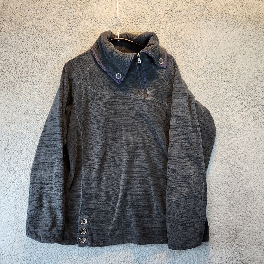 Avalanche Pullover Sweater Womens Large Gray Half Zip Mock Neck Outdoor Fleece